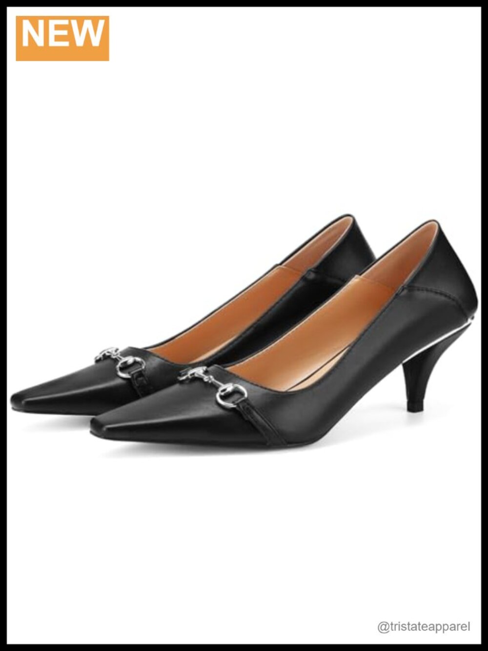 Synthetic Square Toe Kitten Heel Pumps with Buckle Detail